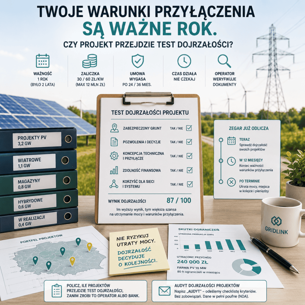 Twoje warunki przyłączenia są ważne rok. Czy projekt przejdzie test dojrzałości?