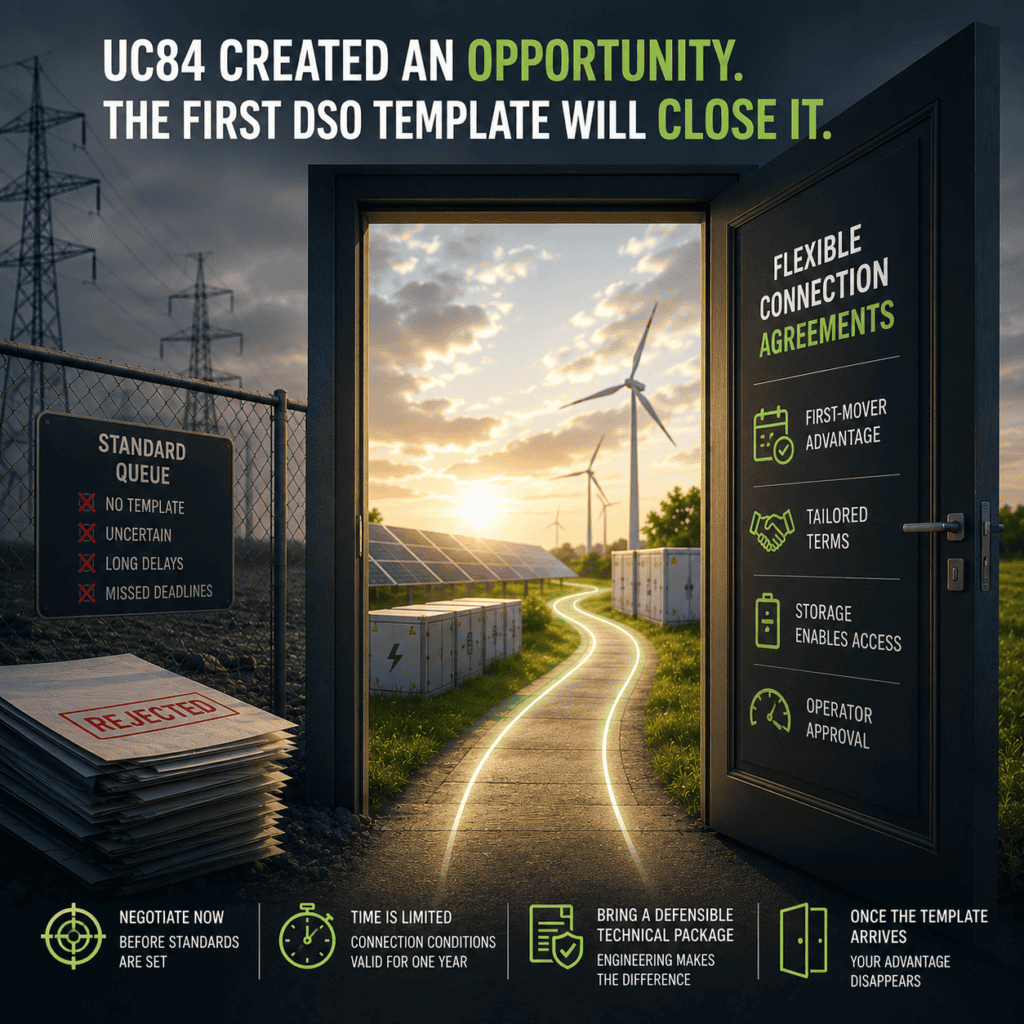 UC84 created an opportunity. The first DSO template will close it.