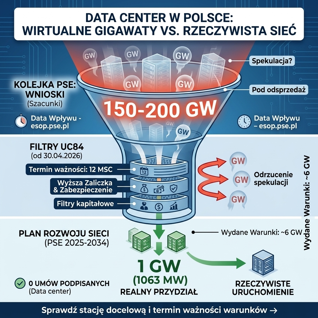 6 GW wydanych warunków, zero podpisanych umów. Co to znaczy dla Twojego data center?