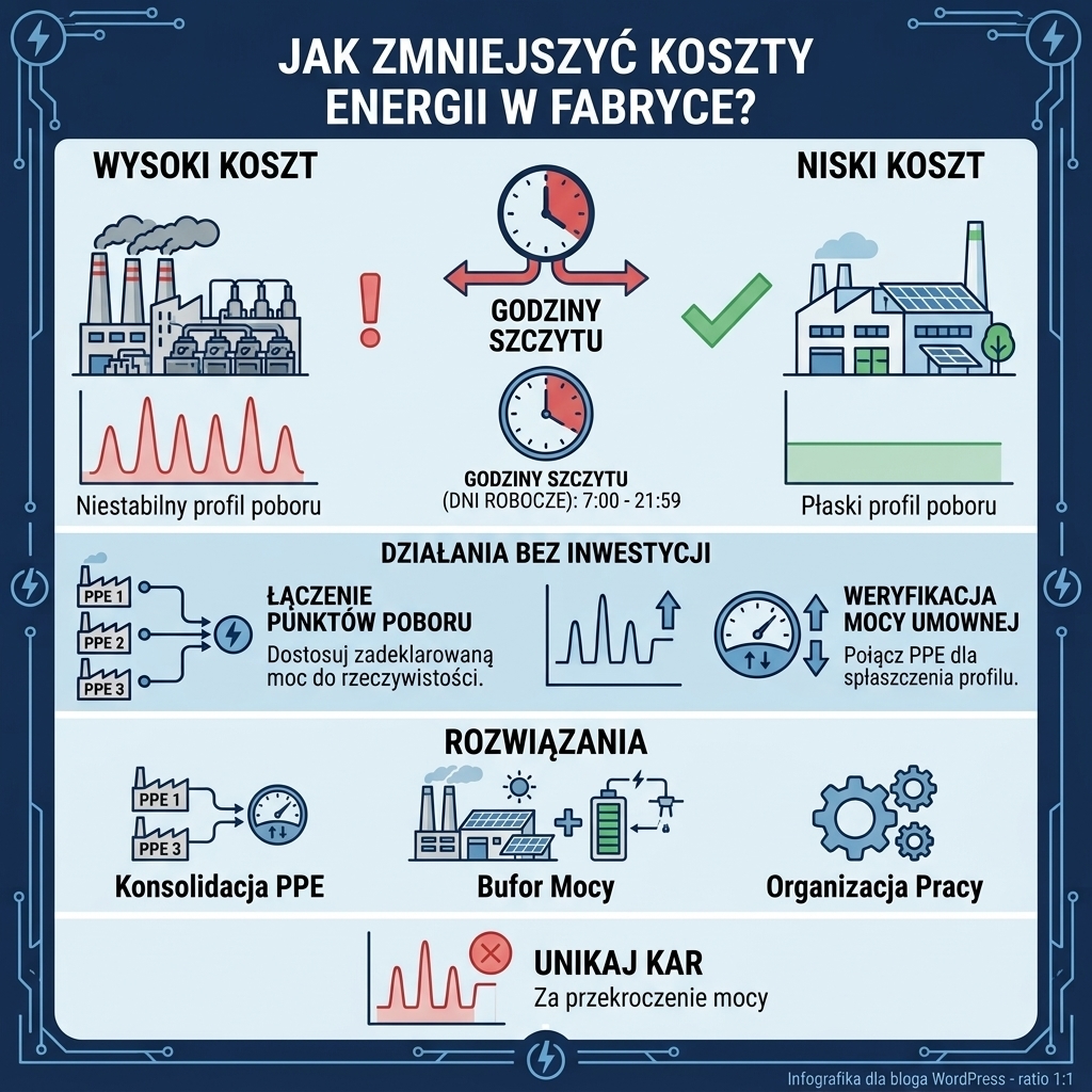 Za megawatogodzinę ze szczytu zakład w kategorii K4 płaci blisko sześć razy tyle, co zakład w K1.