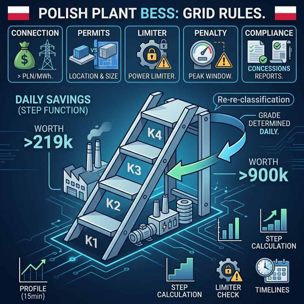 Industrial Battery Storage in Poland: the Capacity-Fee Saving Is a Step Function